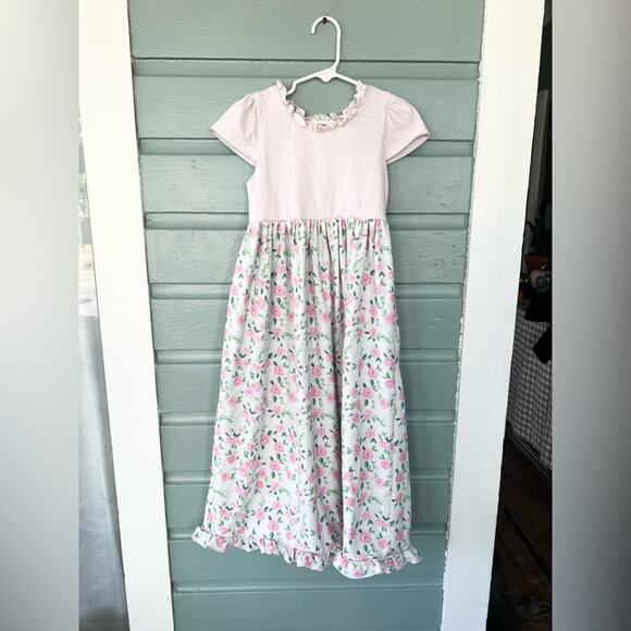 Sweethoney polka dot and rose print girls maxi dress tea party girly princess 5T - Picture 1 of 7